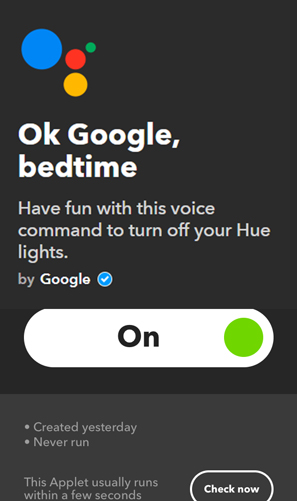 Апплеты IFTTT для Google Home – перед сном