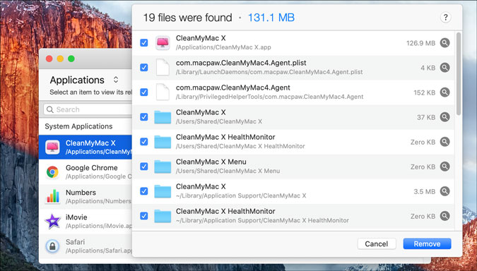 удалить остатки приложений на Mac с помощью appcleaner