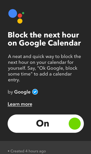 Апплеты IFTTT для Google Home — блокировка в следующем часе