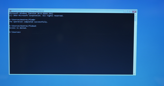 bootrec-fixboot-access-denied — в bootmgr отсутствует Windows 10