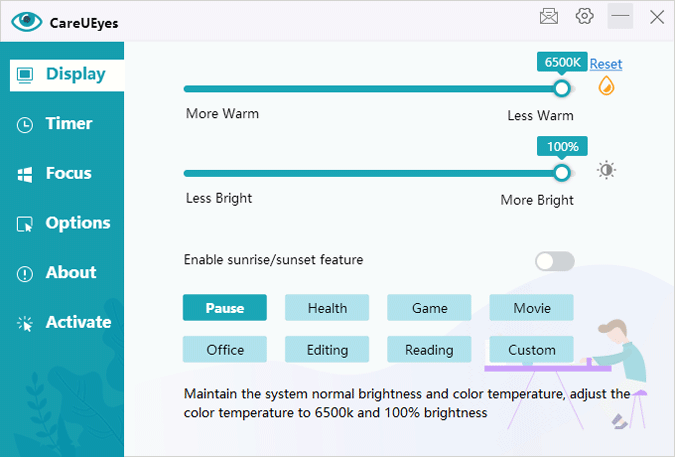 Careuyes настройки яркости Windows 10