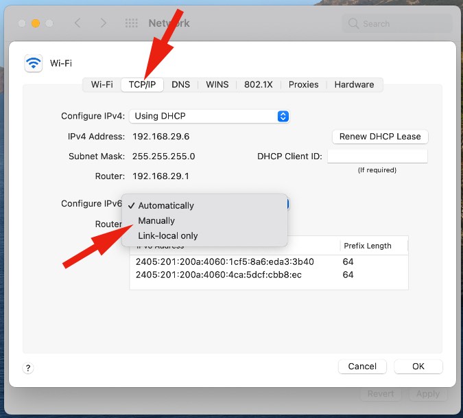 изменить IPv6