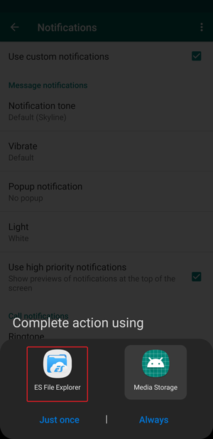 WhatsApp Custom Notification — файловый менеджер