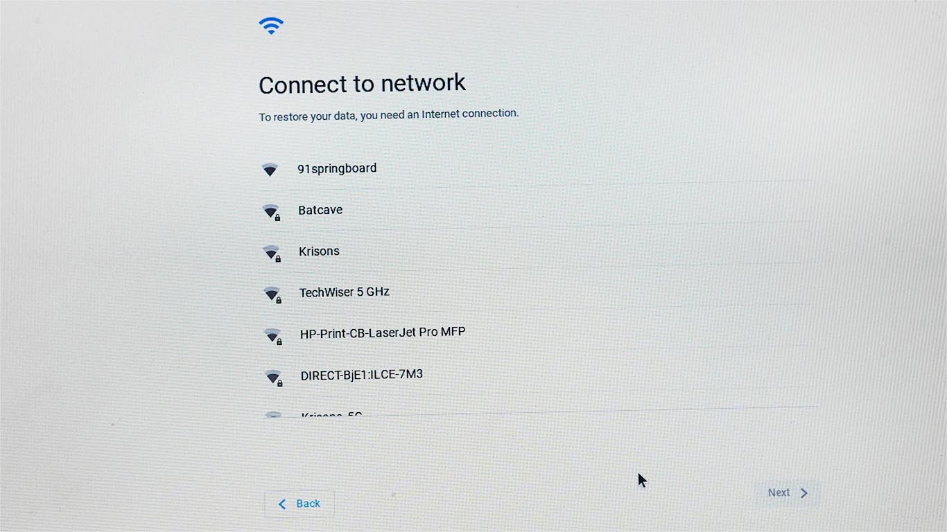 Подключение Wi-Fi при установке Chrome OS