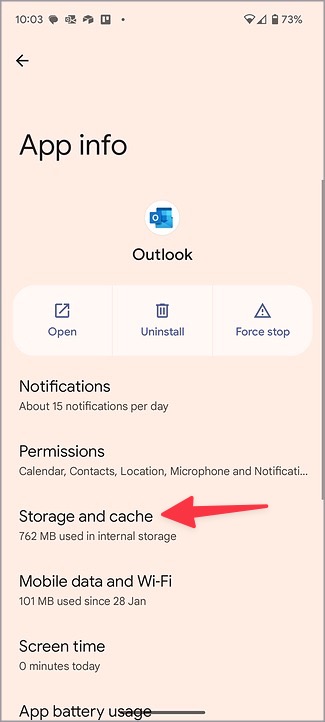 Открыть хранилище Outlook на Android