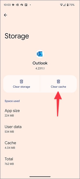 Очистить кеш Outlook на Android