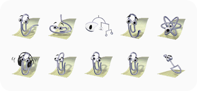 Скриншот Beloved Clippy в различных формах