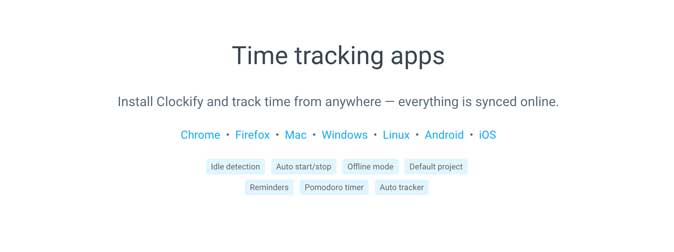 Приложения clockify доступны в Linux и расширении браузера