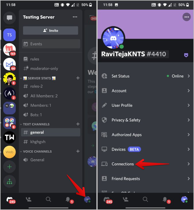 Вариант подключения на Discord Mobile