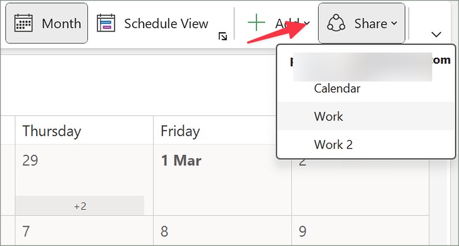 Поделитесь новым календарем из Outlook Classic.