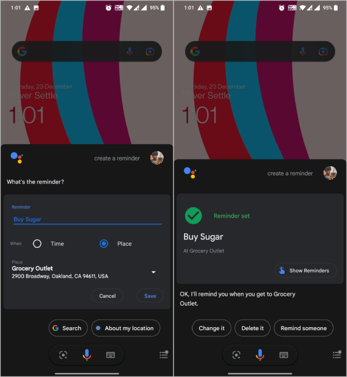 Установка напоминаний по месту из Google Assistant