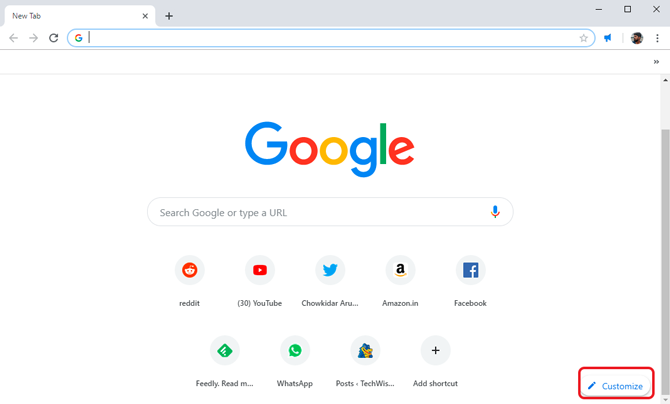 собственный фон в Google Chrome — кнопка настройки