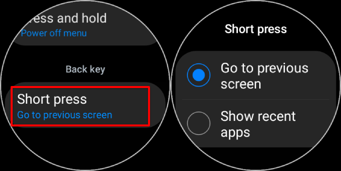 Настройка кнопки «Короткое нажатие назад» на Galaxy Watch