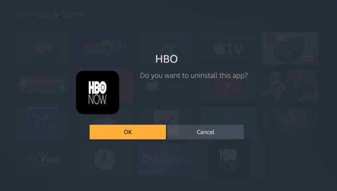 удалить другие приложения hbo