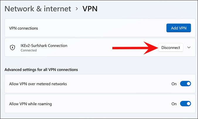 отключить VPN