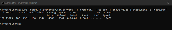 docverter конвертирует документы в PDF-файлы с помощью команды Curl