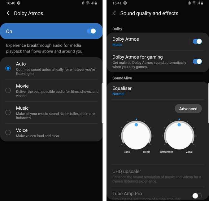 Пресеты и настройки Dolby Atmos на Samsung Note 9