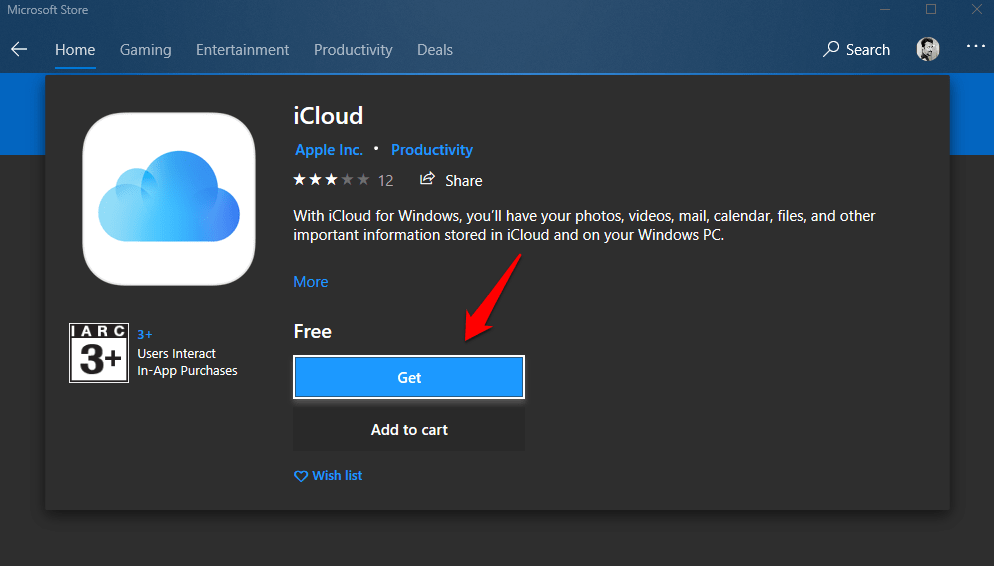 iCloud в магазине Microsoft