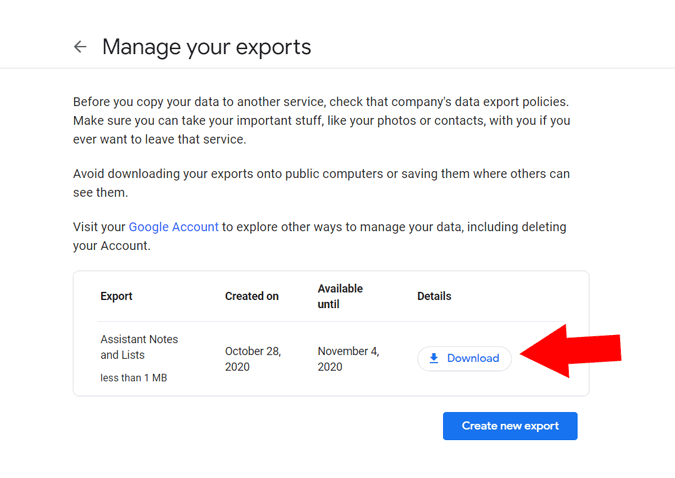 Загрузка экспорта из Google Takeout