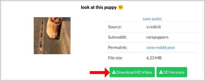 Загрузка HD-видео с Reddit Video Downloader