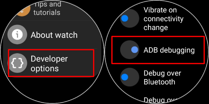 Включение отладки ADB на Galaxy Watch