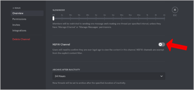 Создание канала NSFW на Discord