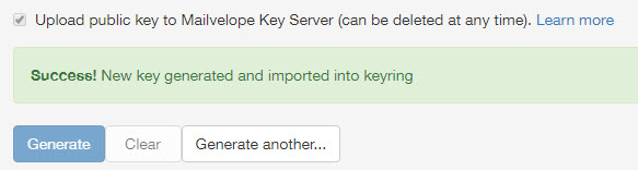 сгенерирована пара ключей шифрования электронной почты