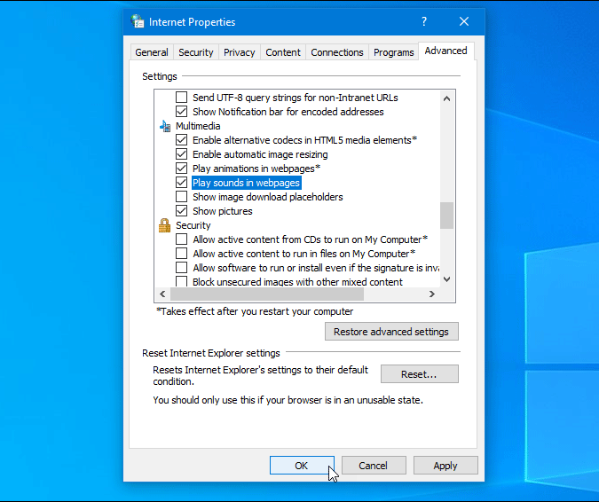 свойства Windows 10 в Интернете