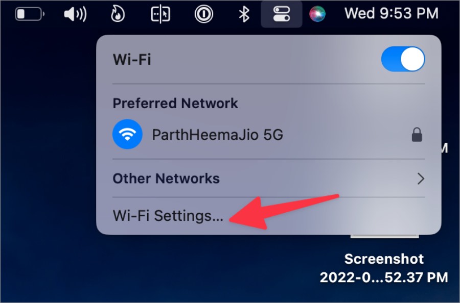 открыть настройки Wi-Fi