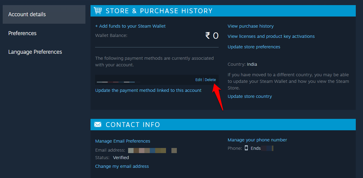 удалить опцию PayPal в Steam