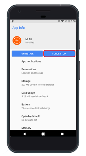 приложение Force-Stop-Mi-Fit