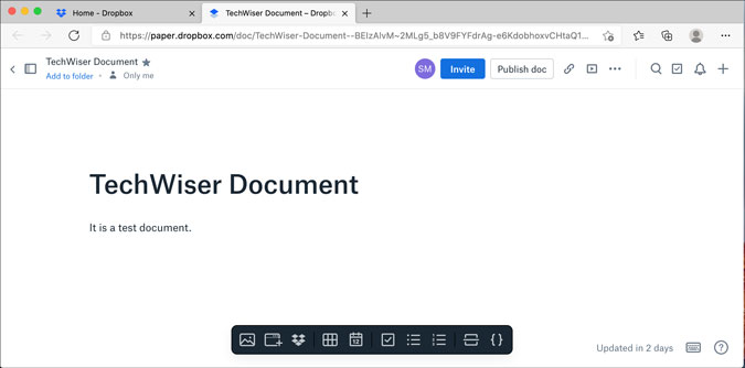 Альтернатива Dropbox Paper Online Microsoft Word для Mac