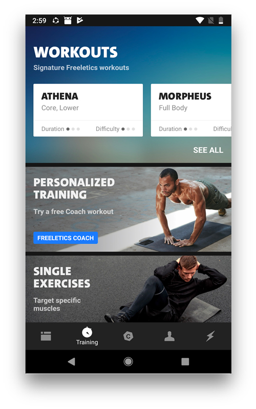 Freeletics - приложения для тренировок на Android и ios