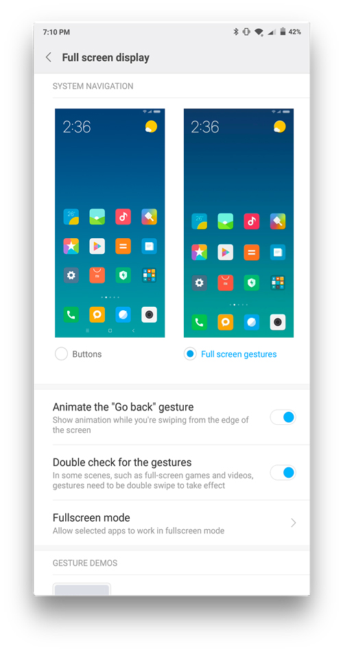 MIUI против стандартного Android: полноэкранные жесты