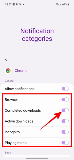 Общие уведомления в Chrome на Android