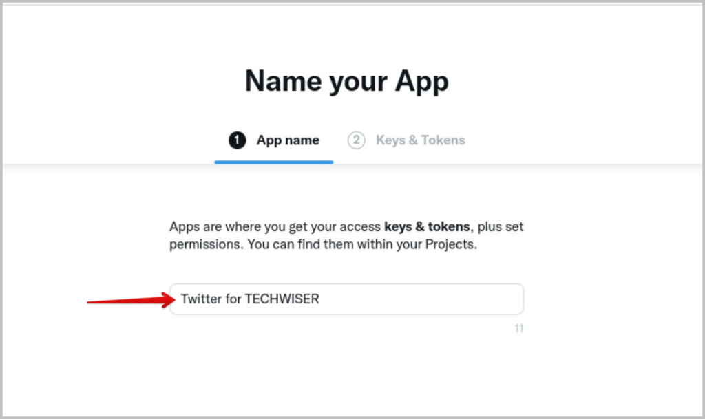 Даем название новому приложению Twitter