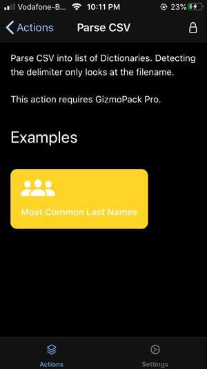 gizmopack анализирует файлы CSV