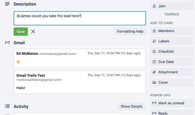 отвечайте на свои электронные письма прямо из карточек, используя Gmail Trello Power-Up.