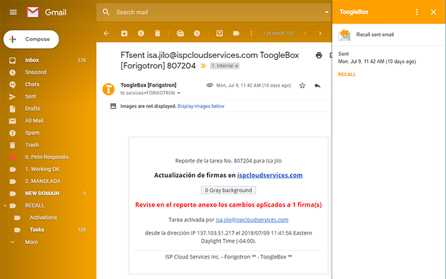 отзыв отправленного письма в Gmail