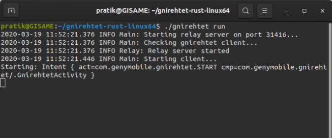 gnirehtet-run-command — создать точку доступа Wi-Fi в Ubuntu