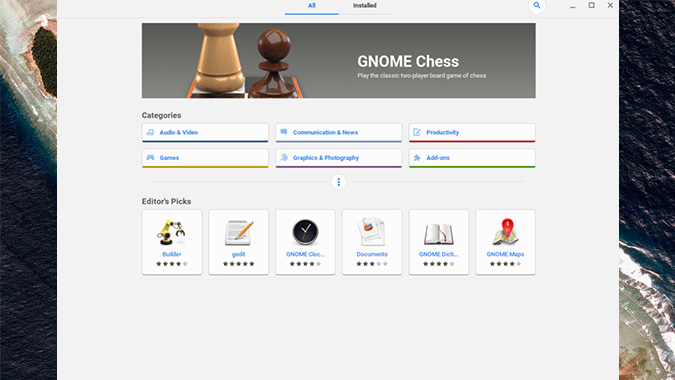 Центр программного обеспечения Gnome на Chromebook