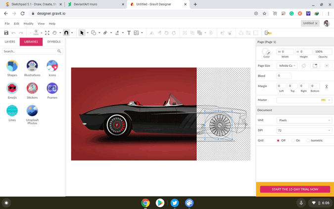 использование Gravit Designer на Chromebook