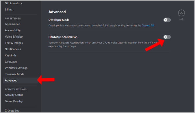 отключить аппаратное ускорение в приложении дискорд