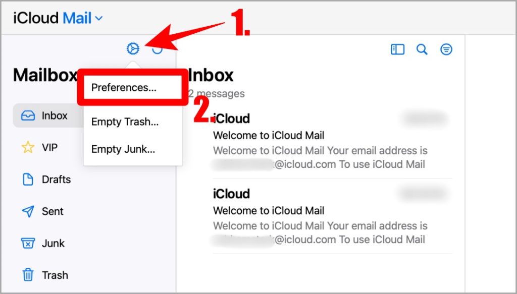 Почта iCloud в браузере