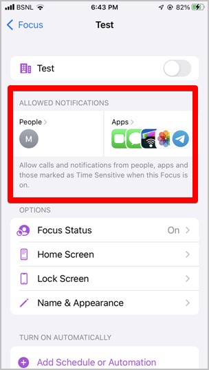Режим фокусировки iOS разрешен: контакты и приложения
