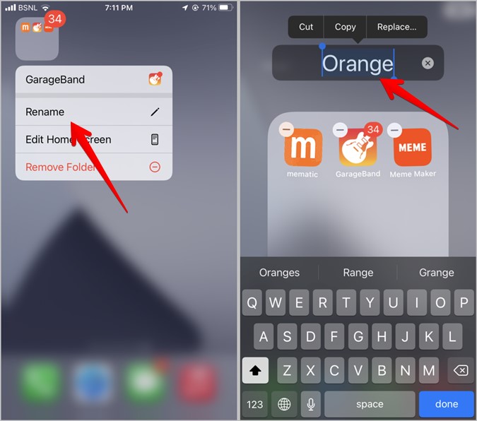 Переименование папки на главном экране iPhone