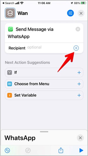 Получатель ярлыка WhatsApp для iPhone