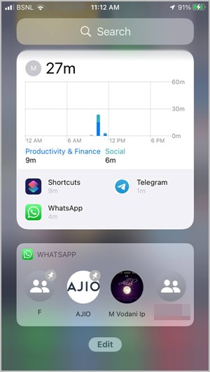 iPhone Today Посмотреть виджет WhatsApp