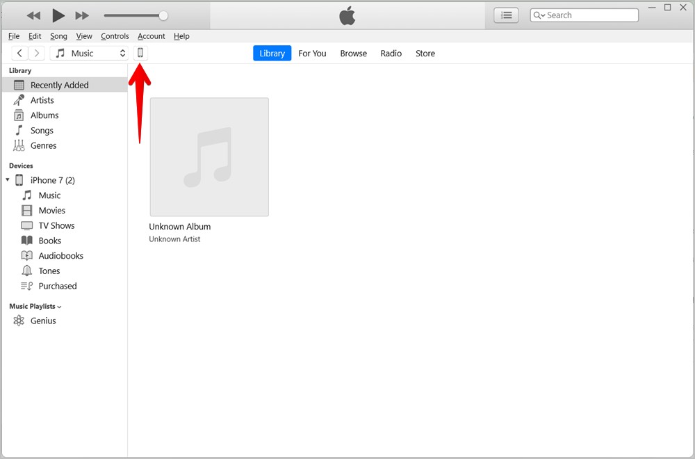 iTunes подключен к айфону