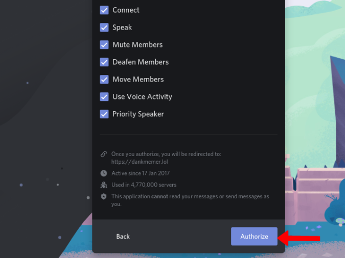 Авторизация бота Discord